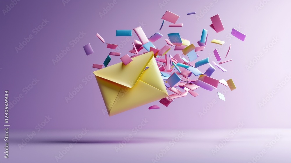 Poster an envelope icon bursting open with digital letters