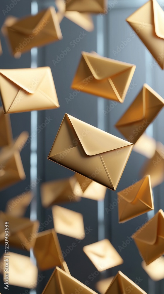 Aufkleber an animated email icon with flying envelopes representing communication