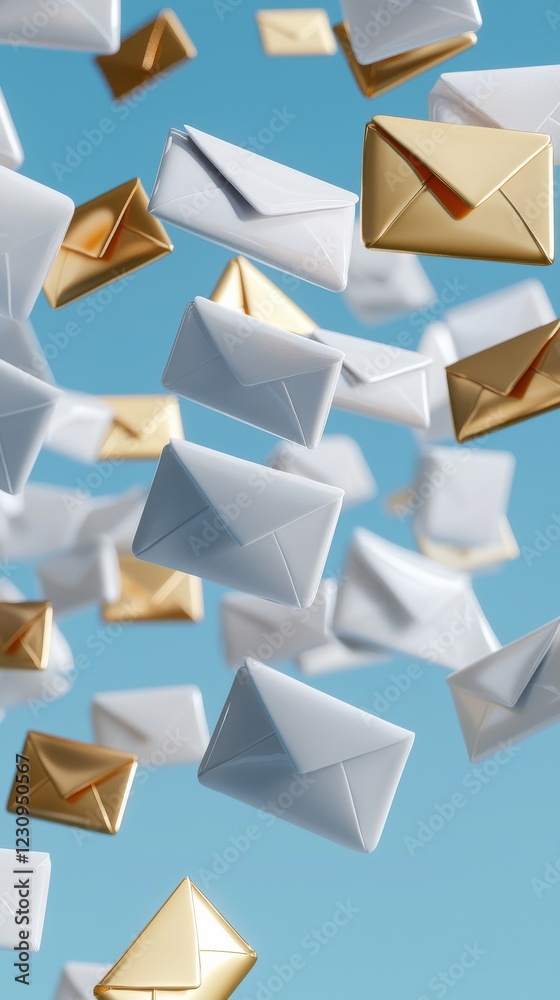 Aufkleber an animated email icon with flying envelopes representing communication