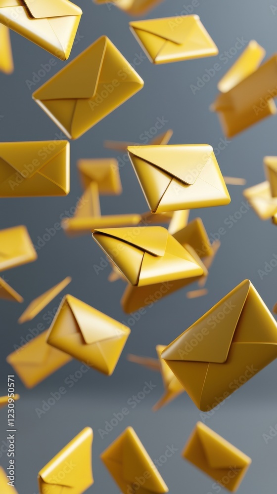 Aufkleber an animated email icon with flying envelopes representing communication