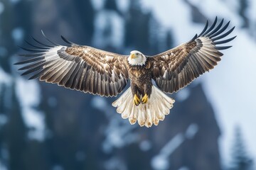 Obraz premium Bald Eagle Soaring over the Grand Canyon in Winter, Award - winning Shot