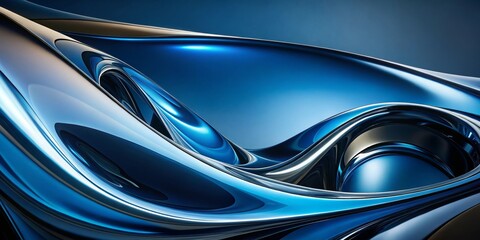 Abstract Blue Liquid Metal Swirls