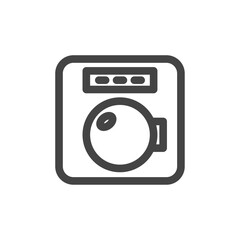 線画日用品家電関連の単品アイコン　ドラム式洗濯機