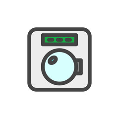 カラー日用品家電関連の単品アイコン　ドラム式洗濯機