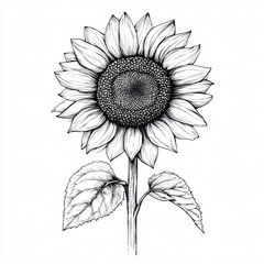 Fototapeta premium Professional Hand-Drawn Closed Sunflower Sketch for Creative Projects