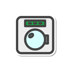 ステッカー日用品家電関連の単品アイコン　ドラム式洗濯機