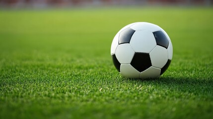 A soccer ball on green grass.