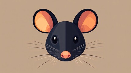 Mouse Head Animal Icon Flat Vector Illustration for Graphic Designs