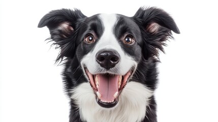 Fototapeta premium Happy Border Collie Dog with Open Mouth and Bright Eyes