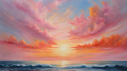 Fototapeta premium A breathtaking sunrise casts its glow upon the ocean