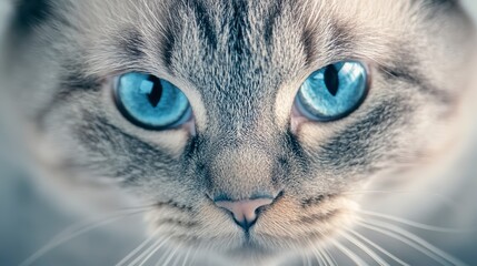 Captivating Close-Up of Blue Eyed Cat with Striking Features