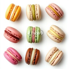 Colorful French macarons in flavors 