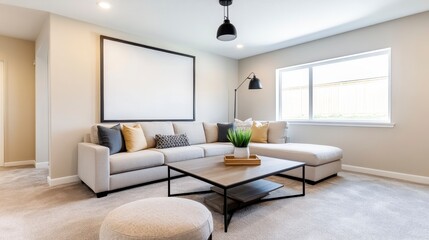 Modern Living Room Interior Design with Cozy Sofa and Bright Window