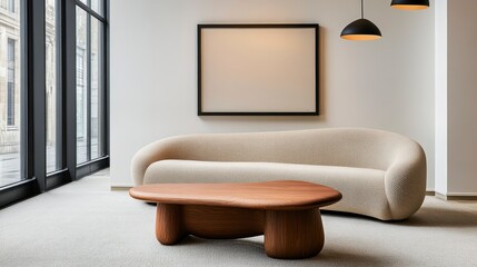Modern Living Room Interior with Stylish Sofa and Wooden Table