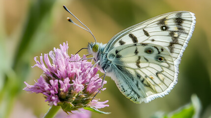 Obraz premium A close-up of a butterfly perched on a pink flower, showcasing nature's beauty.