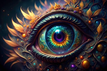 Long-exposure photography reveals a fantastical eye, a magical, close-up digital painting of myth.