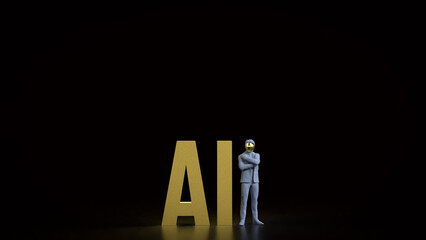 The AI and robot man  for technology or it concept 3d Rendering..
