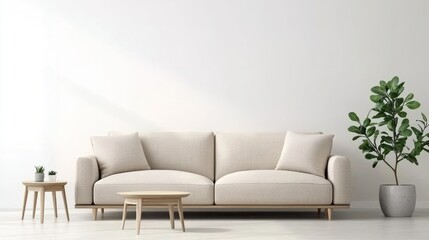 Beige Sofa in Minimalist Living Room with Natural Light