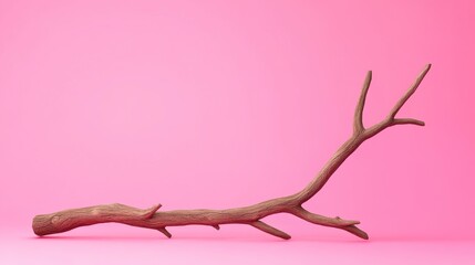 Fototapeta premium Bare Branch on Pink Background for Creative Art and Design Projects