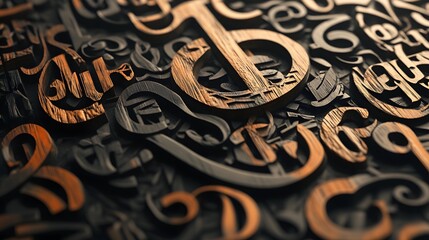 Wooden Letters and Typography Background Texture
