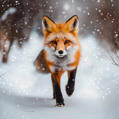 Fototapeta premium fox in the snow