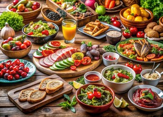 Fototapeta premium Savory party food and home-cooking, a delicious culinary feast awaits.