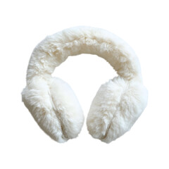 Faux Fur Ear Warmer in Ivory Isolated on Transparent Background