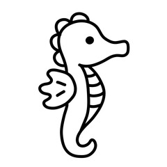 Fototapeta premium Cute seahorse doodle icon logo hand drawn illustration sea animals underwater marine nautical mammal svg transparent coloring