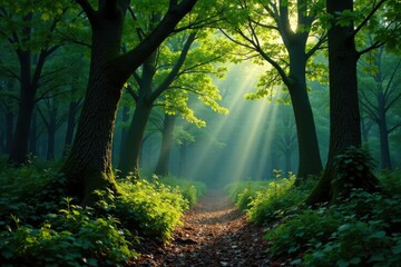 Forest trees with holunder branches intertwined, twigs, entwined