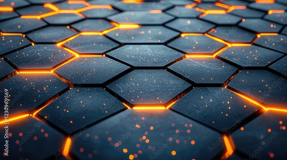 Poster illuminated hexagonal grid abstract pattern