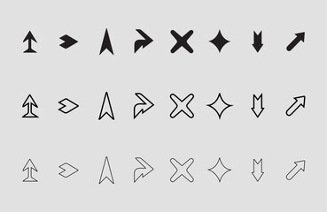 Set arrow icons. Different black arrows sign – stock vector arrow direction line vector set
