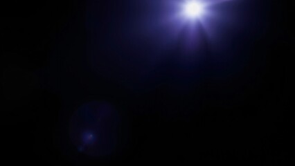 Purple and Blue Lens Flare Overlay Bright Starburst Effect on Dark Background