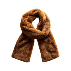 Faux Shearling Scarf in Brown Isolated on Transparent Background