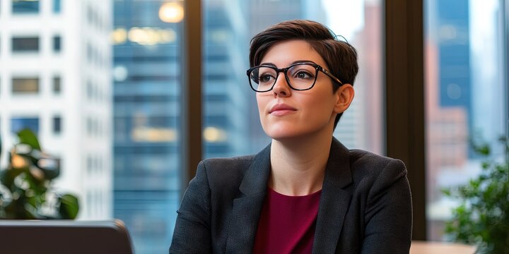 nonbinary business, executive in corporate office