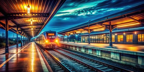 Zug ins Licht:  capturing captivating low-light scenes, dramatic shadows defining urban exploration at night.