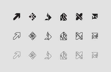 arrow direction line vector set Set arrow icons. Different black arrows sign – stock vector