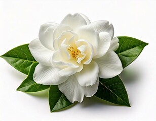 Naklejka premium Gardenia jasminoides white flower on white background 