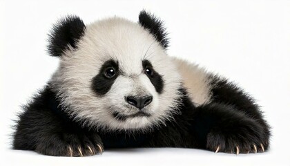 Naklejka premium Giant Panda (18 months) - Ailuropoda melanoleuca in front of a white