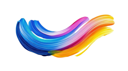 Colorful brushstrokes creating a vibrant wave on transparent background