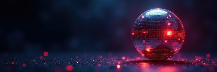 Obraz premium Shimmering Disco Ball against Dark Background, mysterious, dark background, shadows