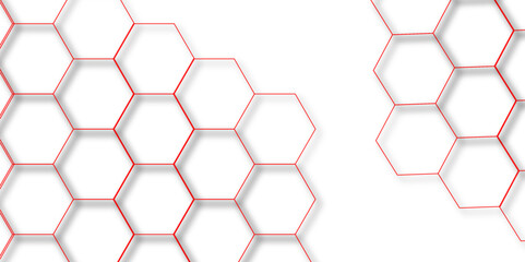 abstract geometric red texture background red hexagon 3D background texture. 3d rendering illustration. Clear pattern abstract background hexagon .Futuristic abstract banner.
