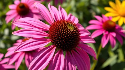 Obraz premium Stunning Coneflower Rubinstern Echinacea Purpurea Summer Bloom, High-Resolution Photo