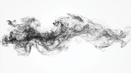 Abstract smoke swirls, white background, design element