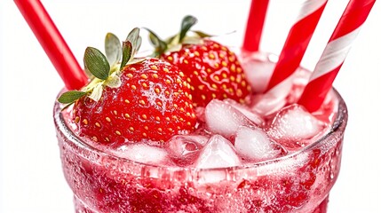 Iced strawberry drink, summer refreshment