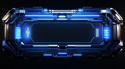 Obraz premium A high-tech 3D render of a HUD digital frame with glowing blue lines, showcasing the innovative and futuristic aspects of digital interface