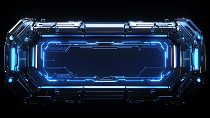 Obraz premium A cutting-edge 3D render of a HUD digital frame featuring glowing blue lines, representing the future of digital innovation and technology