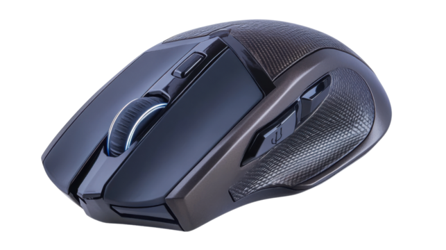 Modern wireless gaming mouse isolated on transparent background