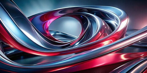 Abstract Red and Blue Metallic Swirls