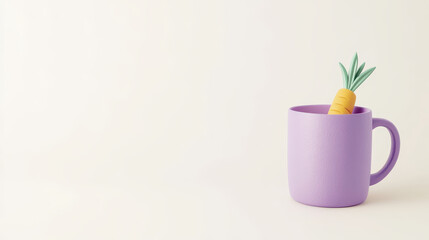 lavender pastel mug with carrot design, perfect for playful decor