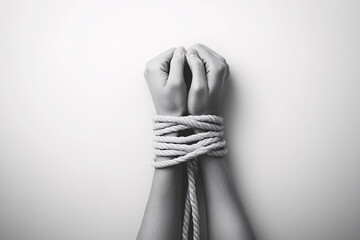 bound hands in black and white